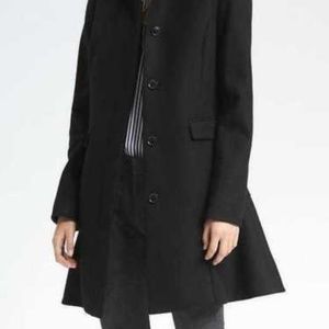 Italian Melton Wool Blend Flounce Hem Coat